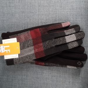 Women Fitted Glove Black Gray Burgundy Plaid Warm Outerwear Smart Touch Finger